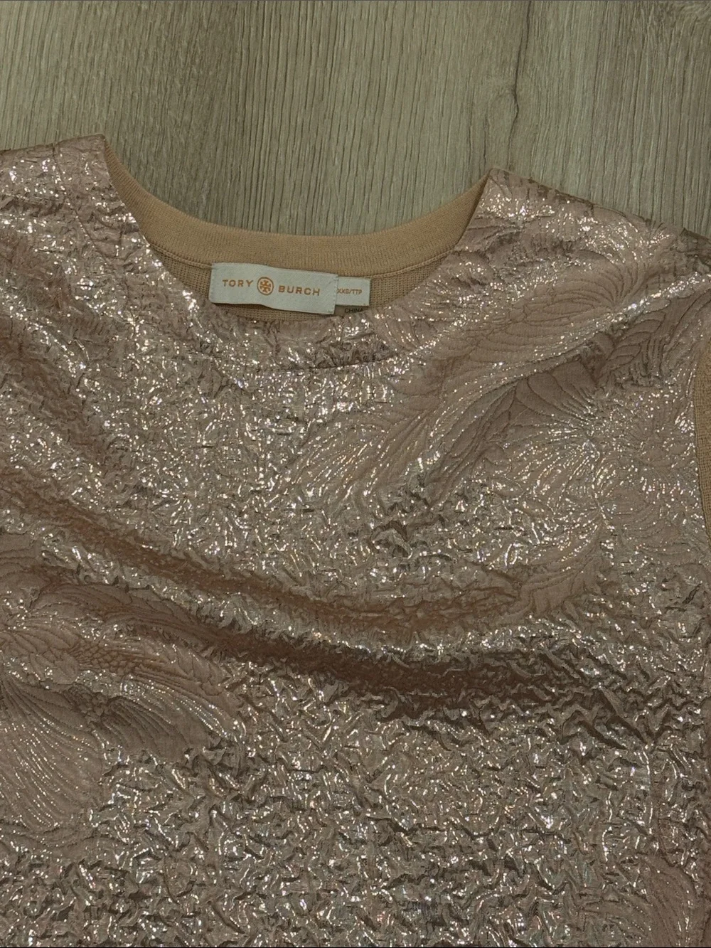 Tory Burch Blush Pink Metallic Panel Knit Dress